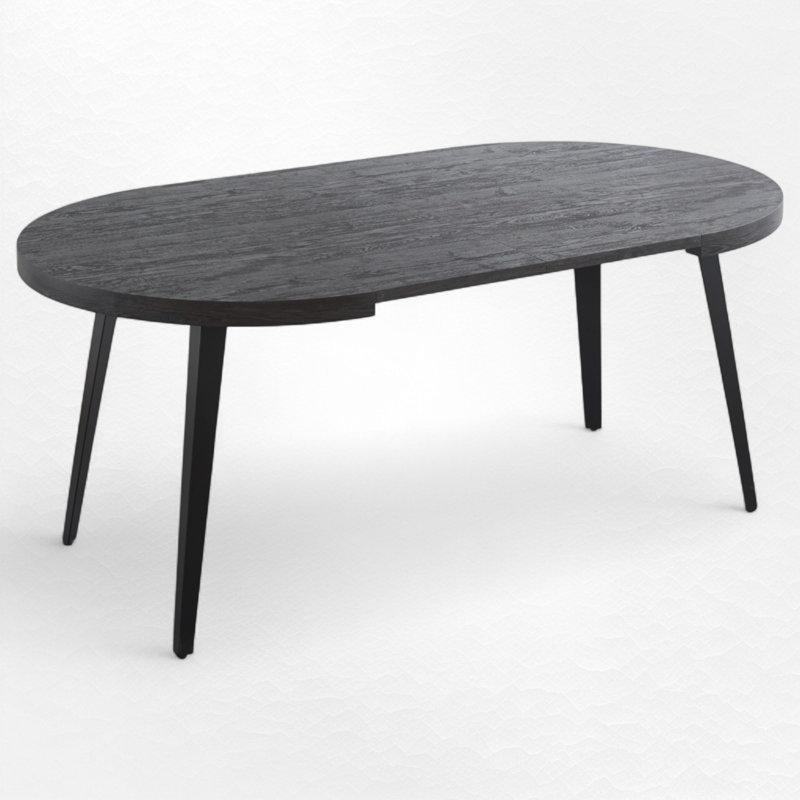 Açılır Yuvarlak Yemek Masası MDF Ahşap Görünümlü Metal Ayaklı 180 cm - 82348