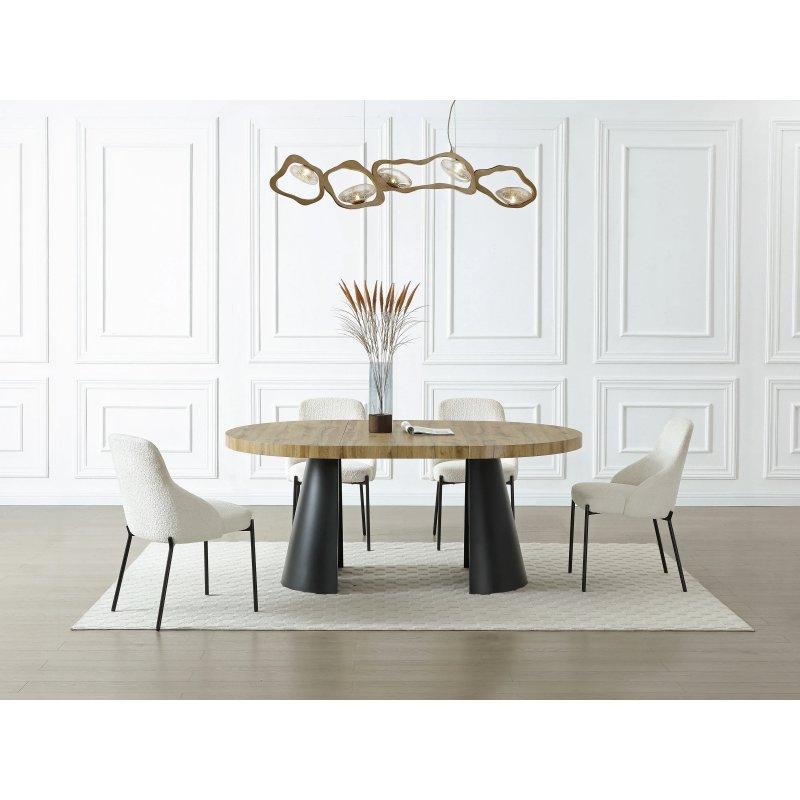 Açılır Yuvarlak Yemek Masası MDF ve Metal 240x120 cm Doğal Açık Renk - 83038