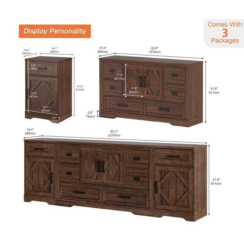 Ahşap Barn Kapılı Modern Çiftlik Tarzı TV Konsolu 234x39x81 cm - 80977