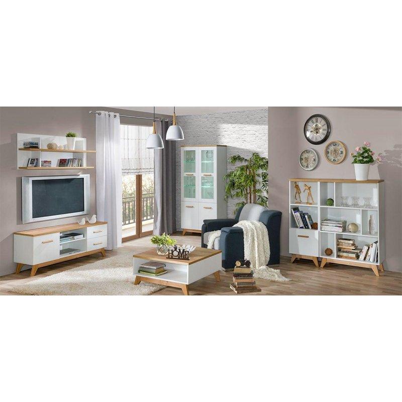 Andersen Çam ve Nash Meşe Rengi Laminat Vitrinli TV Ünitesi 135x55 cm - 82141