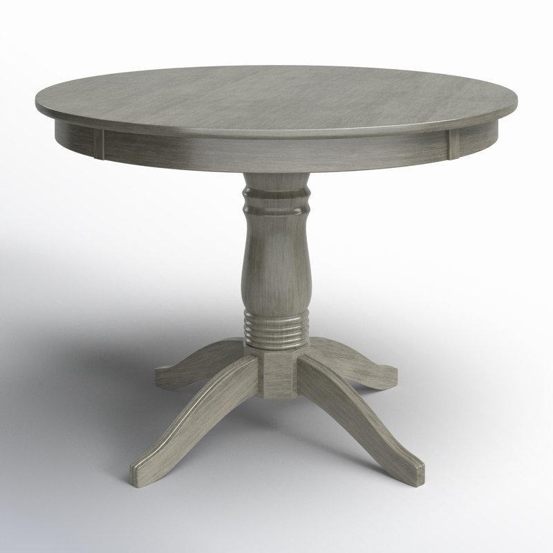 Antik Gri Masif Ahşap Yemek Masası 107 cm Yuvarlak Pedestal Tabanı - 82546