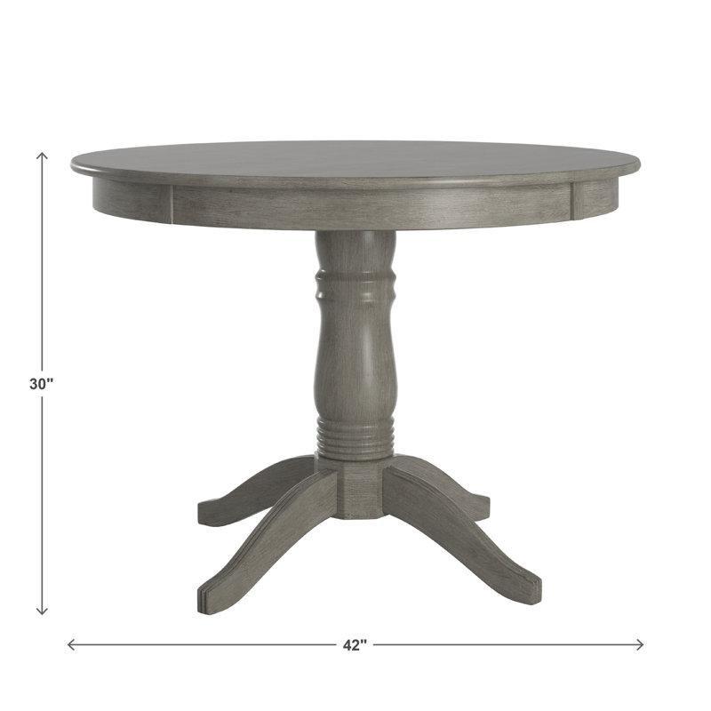 Antik Gri Masif Ahşap Yemek Masası 107 cm Yuvarlak Pedestal Tabanı - 82546