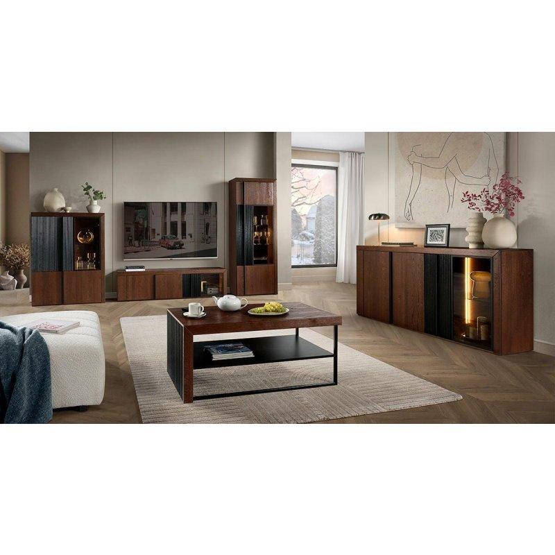 Antik Meşe Renkli Dört Kapılı Vitrinli TV Ünitesi 182x47 cm - 81976