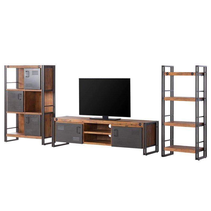 Antrasit Metal Detaylı Endüstriyel Ahşap TV Ünitesi 180x50x45 cm - 81826