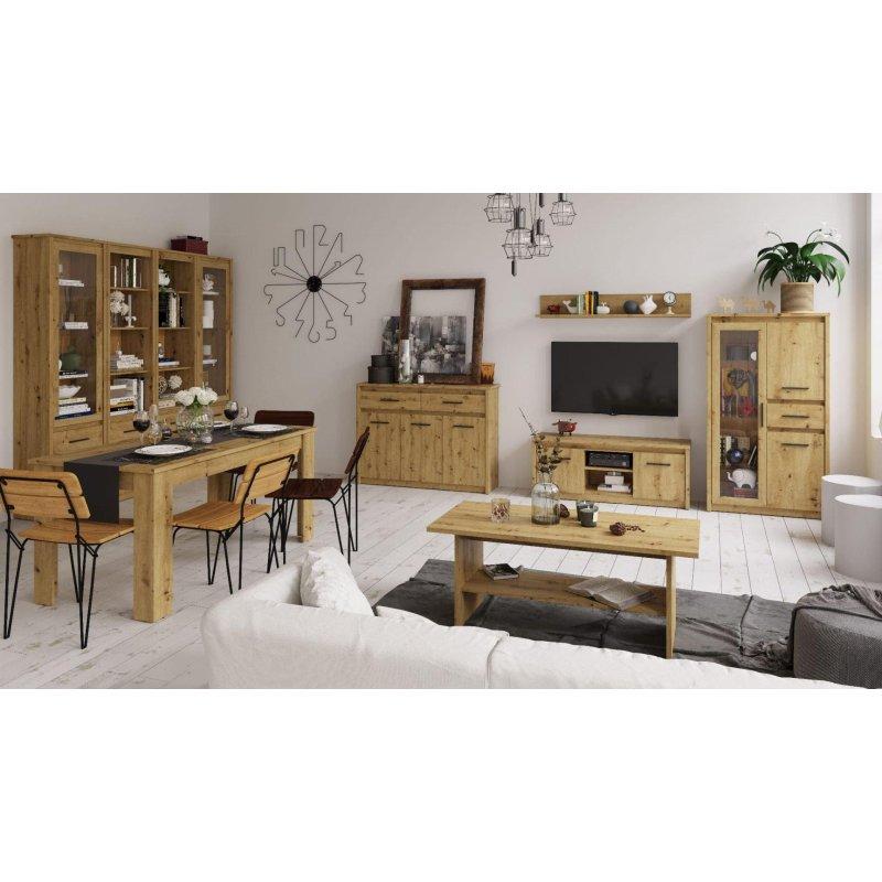 Artisan Meşe Renkli 126 cm Genişliğinde İki Kapılı TV Ünitesi - 82174