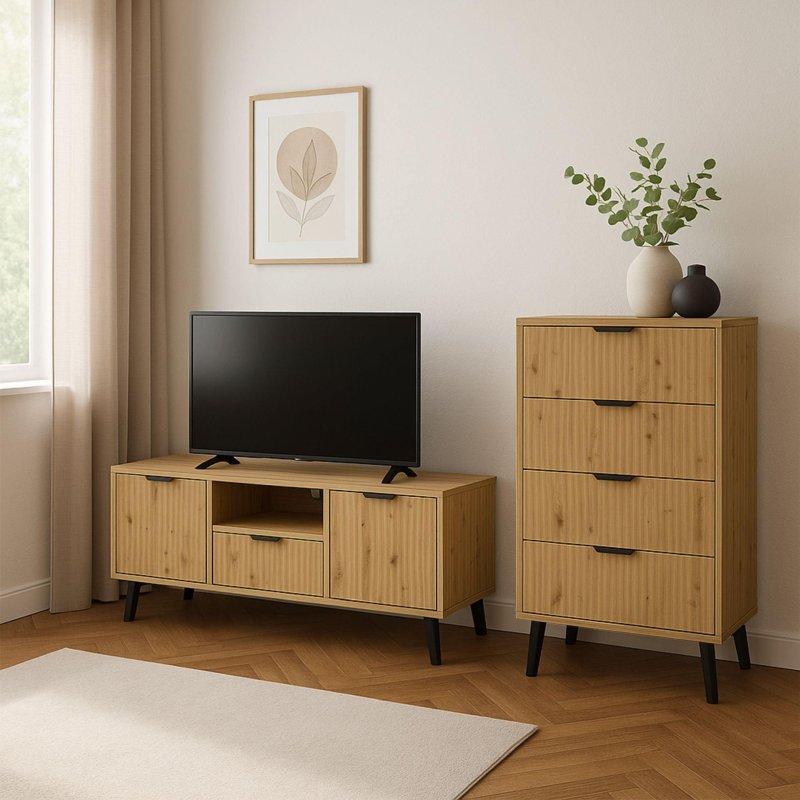 Artisan Meşe Renkli 140 cm Modern TV Ünitesi 2 Kapılı 1 Çekmeceli - 82087
