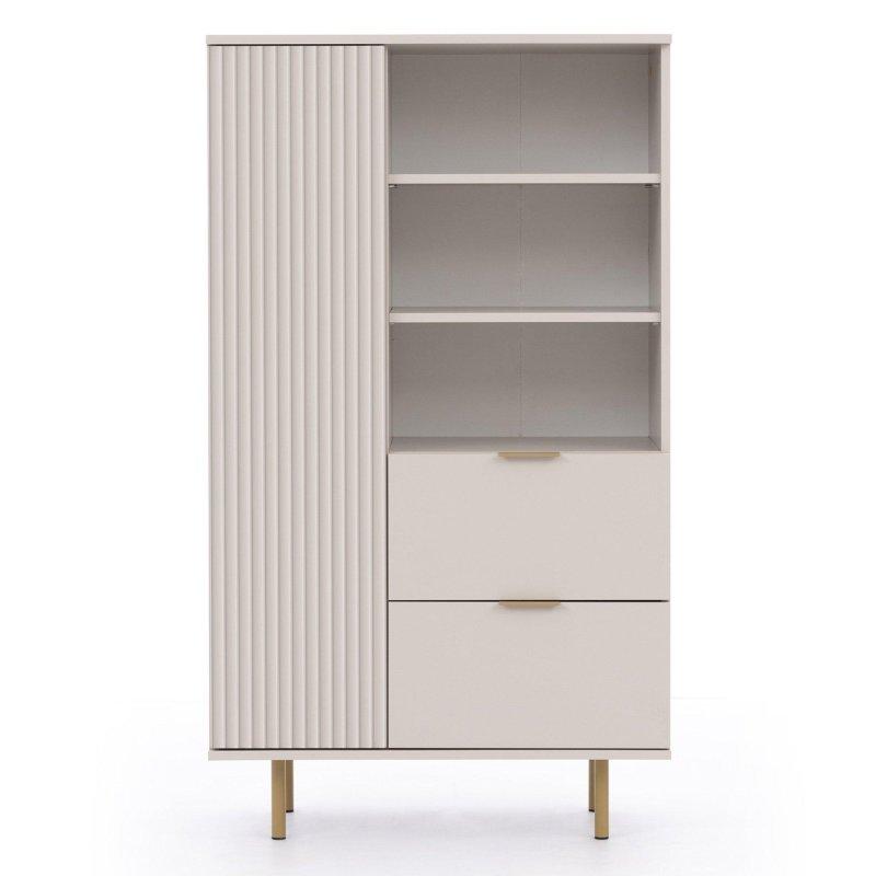 Beige Raylı Tasarımlı TV Ünitesi Gold Metal Ayaklı 80x140 cm - 81901