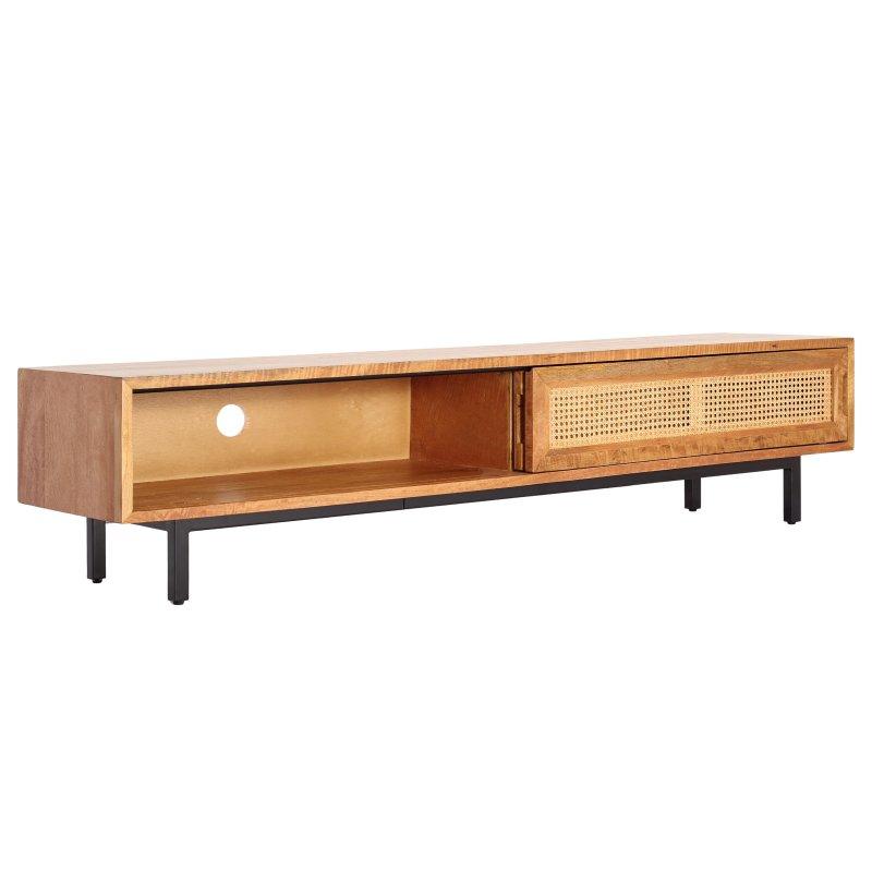 Bej Ön Panelli 180 cm TV Ünitesi Siyah Metal Ayaklı - 80650