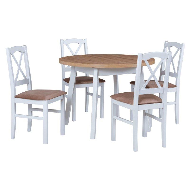 Beyaz Ayaklı Craft Ahşap Açılır Yuvarlak Yemek Masası 100-130 cm - 82585