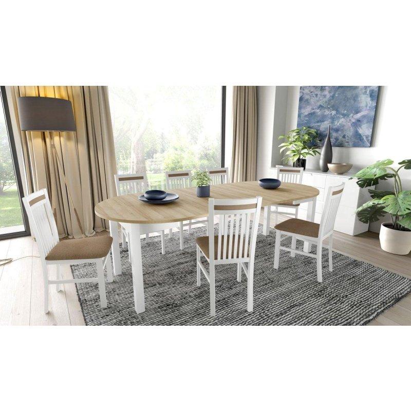 Beyaz Ayaklı Riviera Meşe Açılır Yemek Masası 105x105 cm - 82906