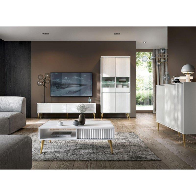 Beyaz Barcelona TV Ünitesi 180 cm Gold Ayaklı Modern Tasarım - 82294
