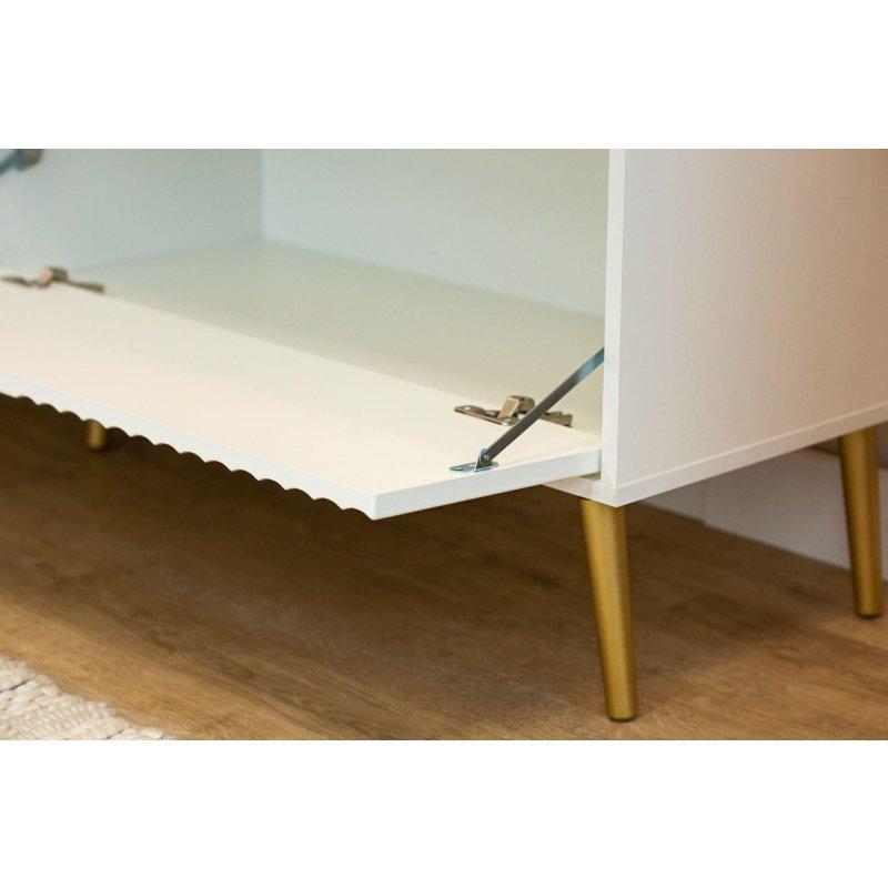 Beyaz Barcelona Vitrinli TV Ünitesi 135 cm Gold Ayaklı - 82276