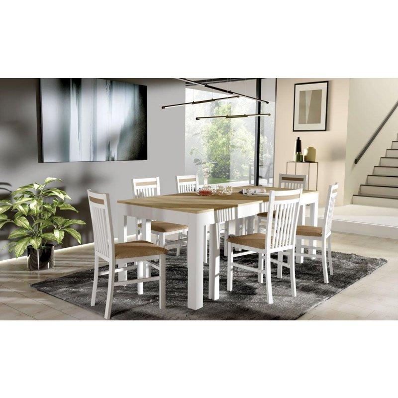 Beyaz Çerçeveli Riviera Meşe Açılır Yemek Masası 160-300 cm - 82981