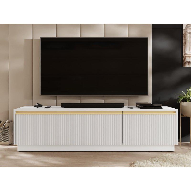 Beyaz Desenli MDF Ön Panel Gold Tutamaçlı 182 cm TV Ünitesi - 80596