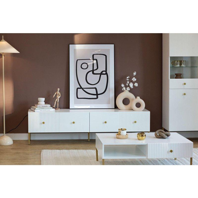 Beyaz Gold Ayaklı Modern TV Ünitesi 180x48 cm - 82189
