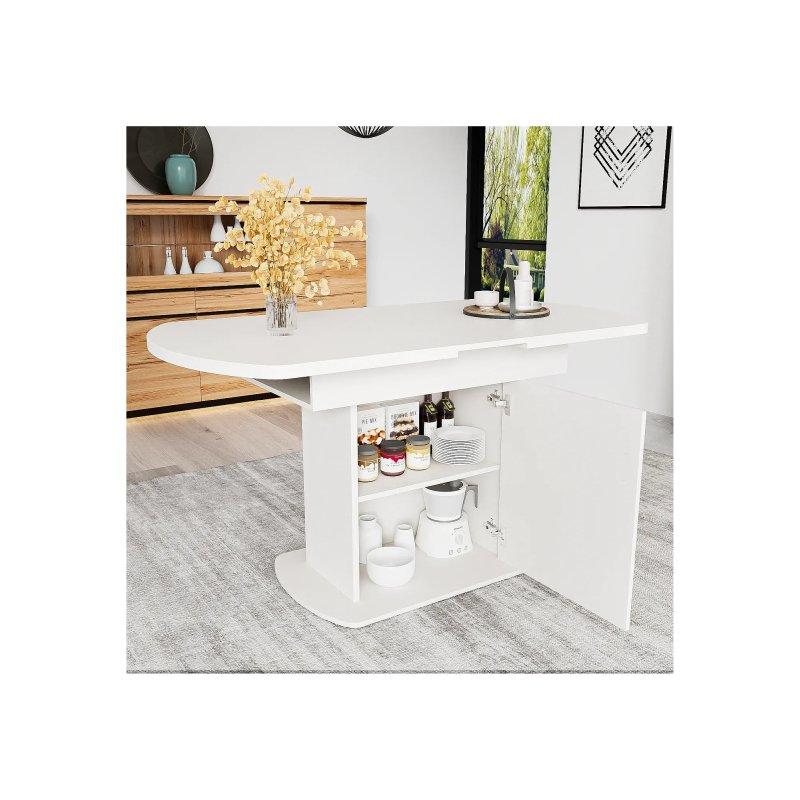 Beyaz Gold Detaylı Açılır Yemek Masası 110-130 cm - 83035