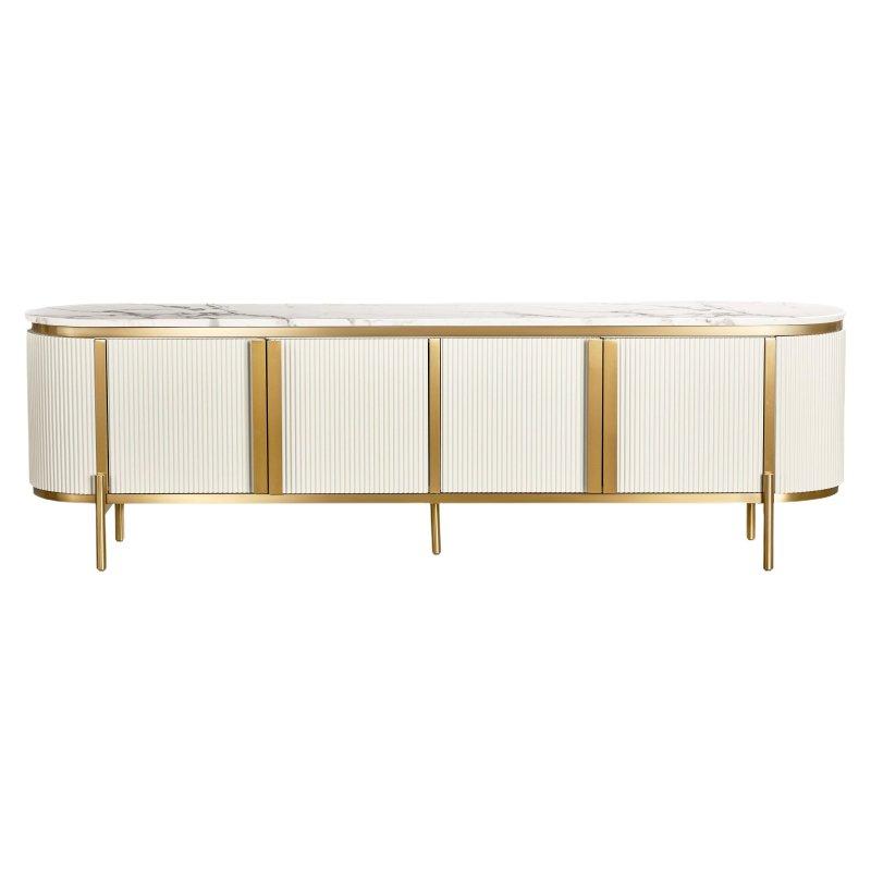 Beyaz Gold Yuvarlak Tasarımlı 200 cm TV Ünitesi - 80788