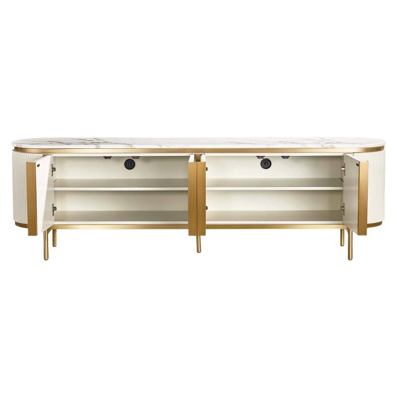Beyaz Gold Yuvarlak Tasarımlı 200 cm TV Ünitesi - 80788