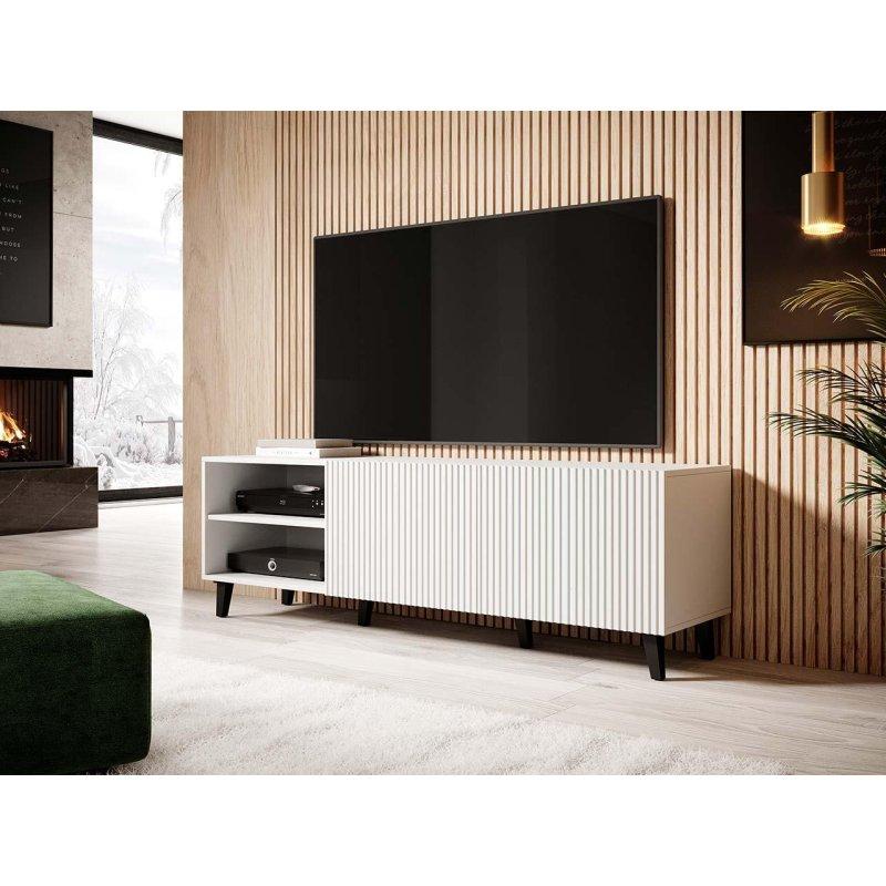 Beyaz Laminalı 150 cm TV Ünitesi Siyah Ayaklı - 80512