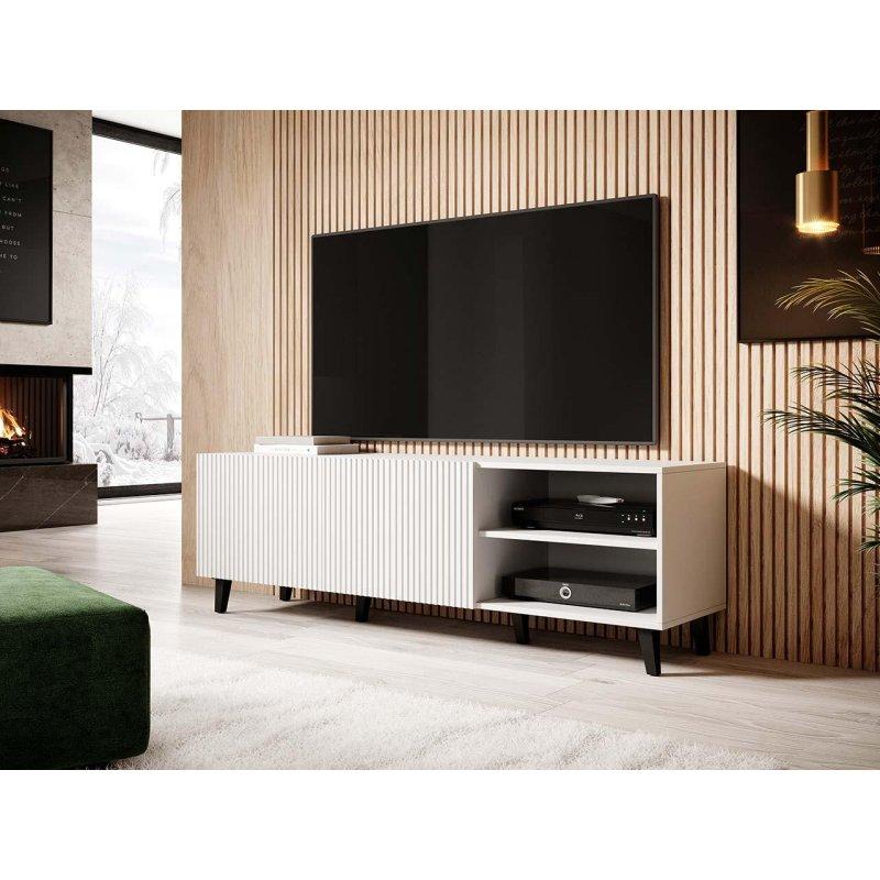 Beyaz Laminalı 150 cm TV Ünitesi Siyah Ayaklı - 80512