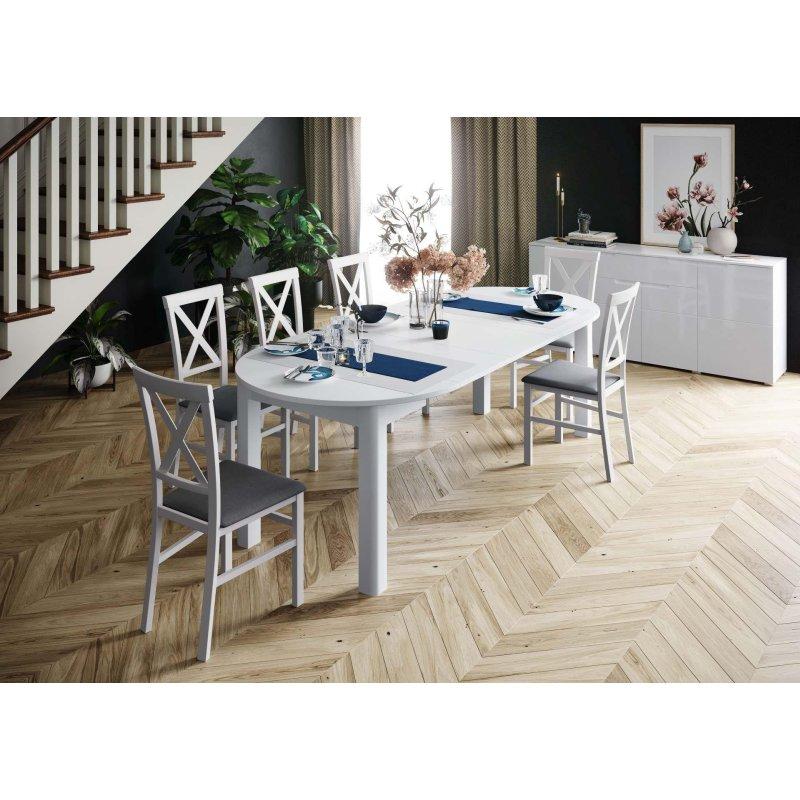 Beyaz Mat Açılır Yuvarlak Yemek Masası 105 cm - 82915