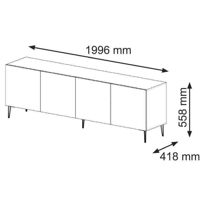 Beyaz Mat Ahşap 200 cm TV Ünitesi Dört Kapaklı Tasarım - 80722