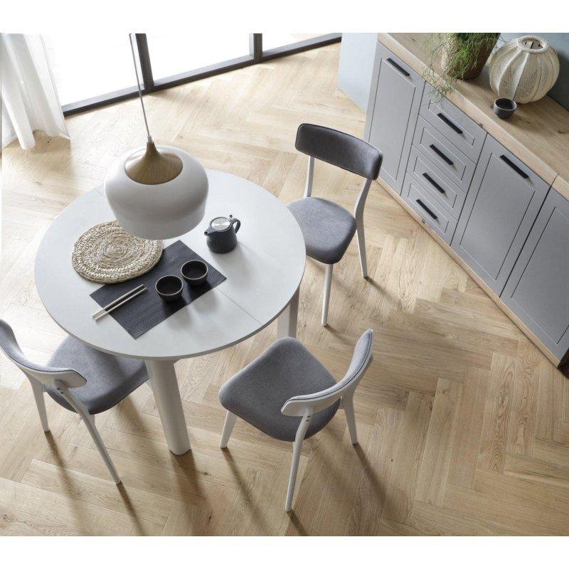 Beyaz Mat Laminat Açılır Yuvarlak Yemek Masası 110x110 cm - 82882