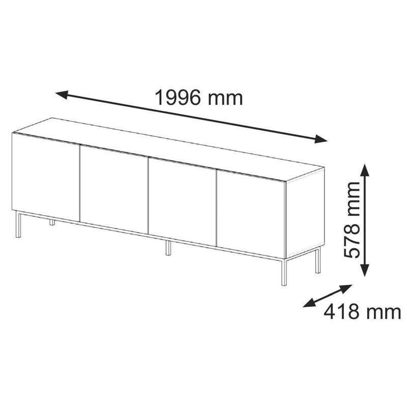 Beyaz Mat Yüzey Gold Ayaklı 200 cm TV Ünitesi - 80716