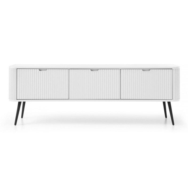Beyaz MDF Yüzey 168 cm Genişliğinde Siyah Ayaklı Modern TV Ünitesi - 82261