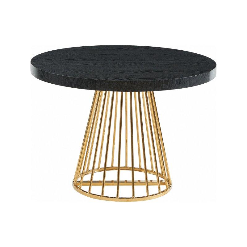 Beyaz Mermer Desenli Gold Detaylı Açılır Yuvarlak Yemek Masası 110-260 cm - 83020