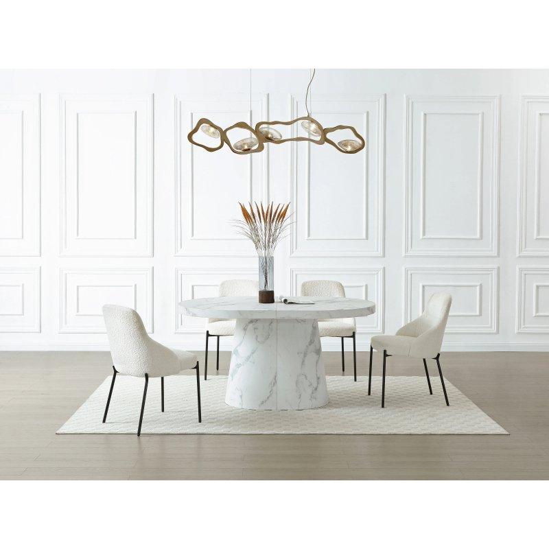 Beyaz Mermer Etkili Açılır Yemek Masası 250 cm - 83017
