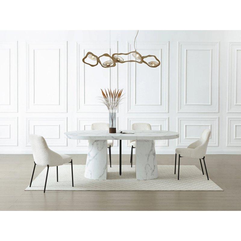 Beyaz Mermer Etkili Açılır Yemek Masası 250 cm - 83017