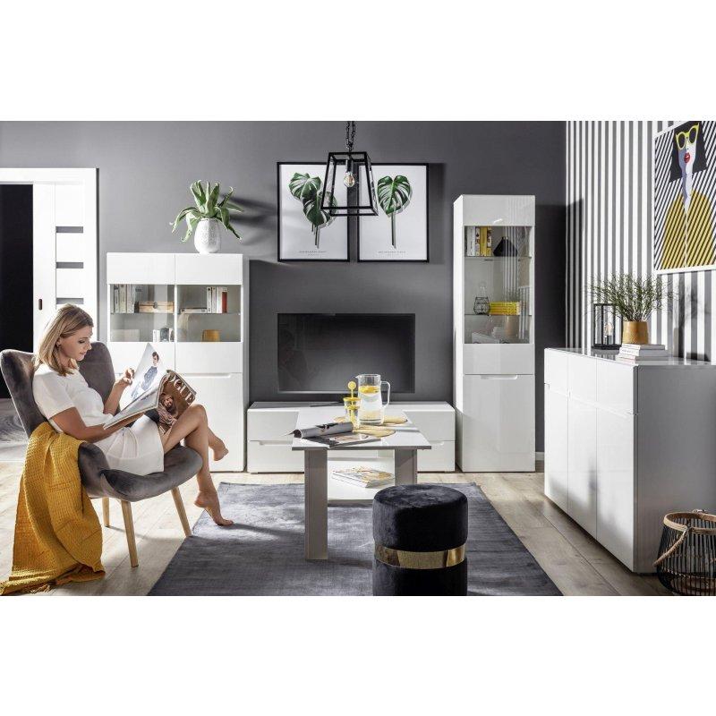 Beyaz Parlak Foliolu 6 Çekmeceli TV Ünitesi 140 cm - 82150