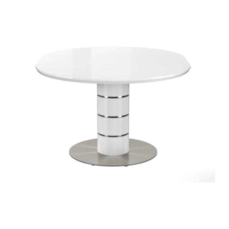 Beyaz Parlak MDF ve Paslanmaz Çelik 160 cm Açılır Yuvarlak Yemek Masası - 83053