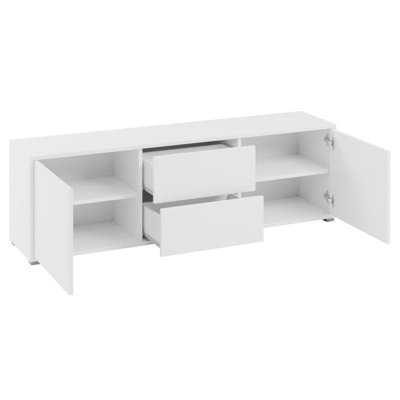 Beyaz Renkli 141x50x41 cm TV Ünitesi 2 Kapılı 2 Çekmeceli - 80548