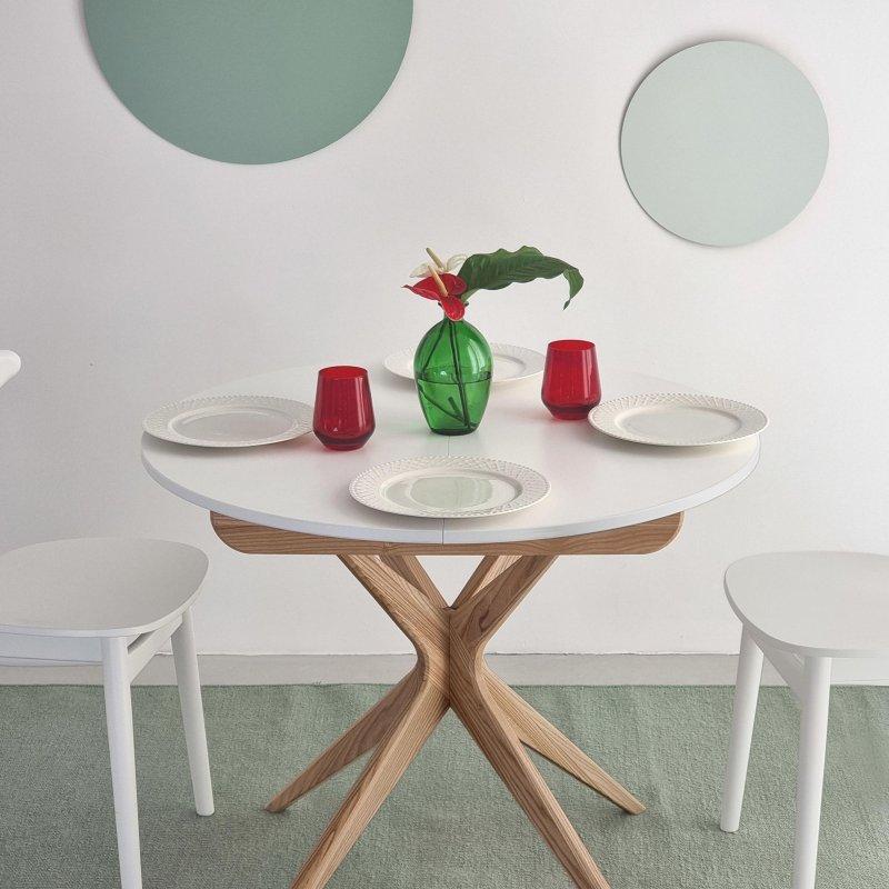 Beyaz Tablalı Açılır Yuvarlak Yemek Masası 90 cm - 82597