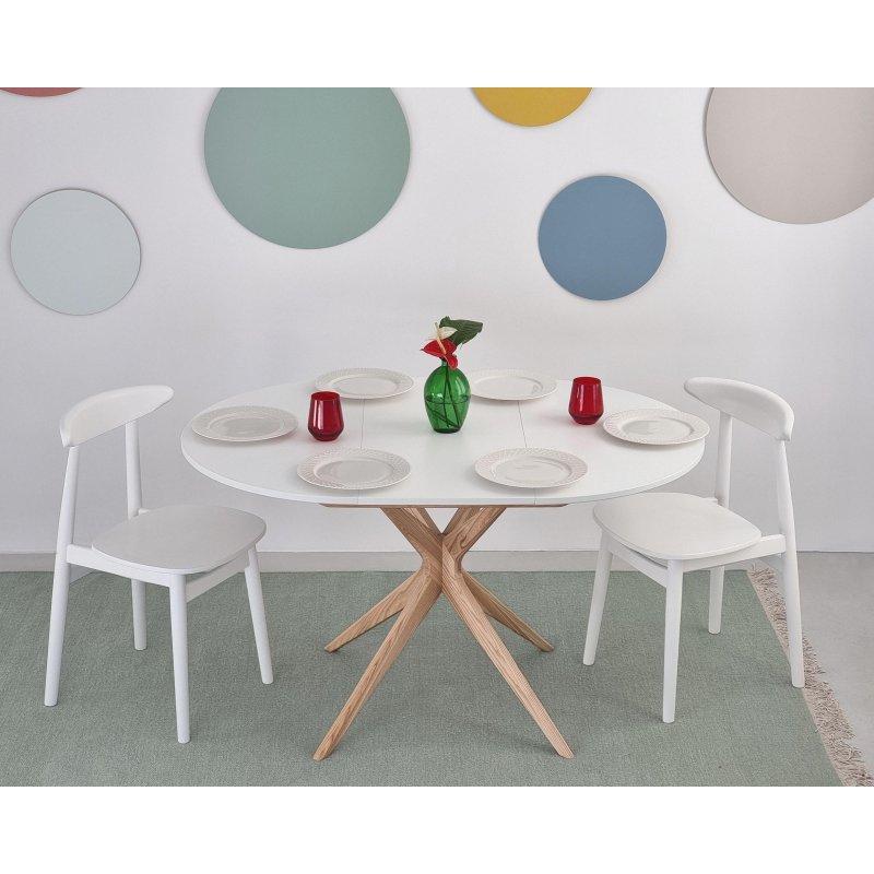 Beyaz Tablalı Açılır Yuvarlak Yemek Masası 90 cm - 82597