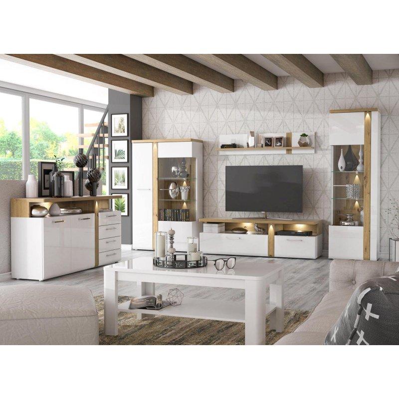 Beyaz ve Artisan Meşe Renkli Modern TV Ünitesi 163x51x54 cm - 82180