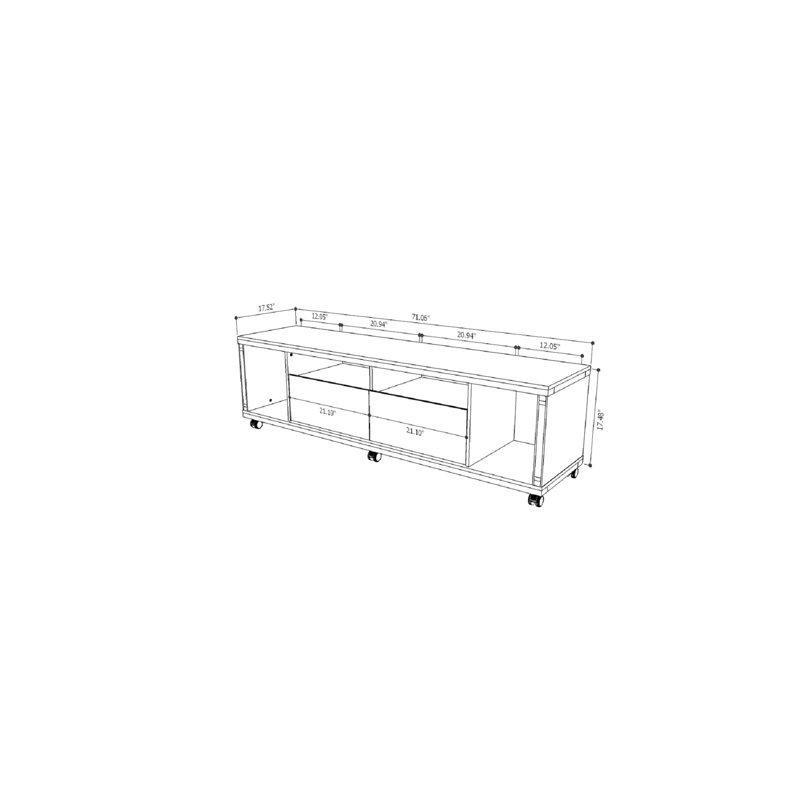 Cabrini Açık Ceviz Renkli MDF Tekerlekli TV Standı 180x53x53 cm - 81367