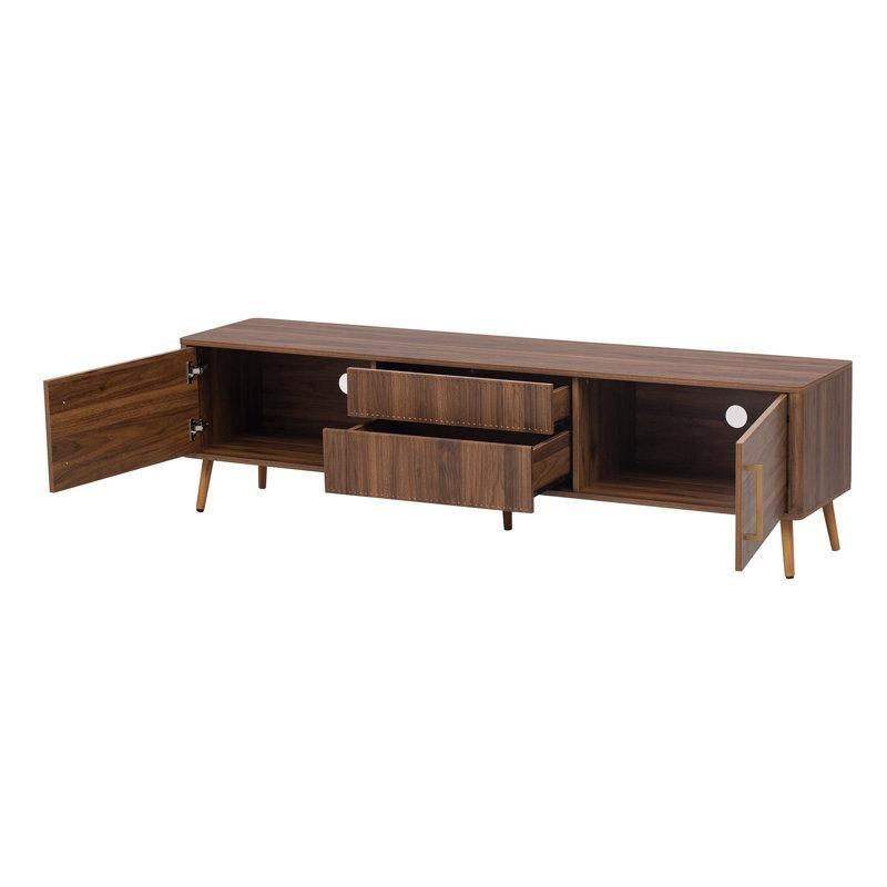 Ceviz Rengi Endüstriyel Ahşap Bacaklı Retro TV Konsolu 180x40x48 cm - 80818