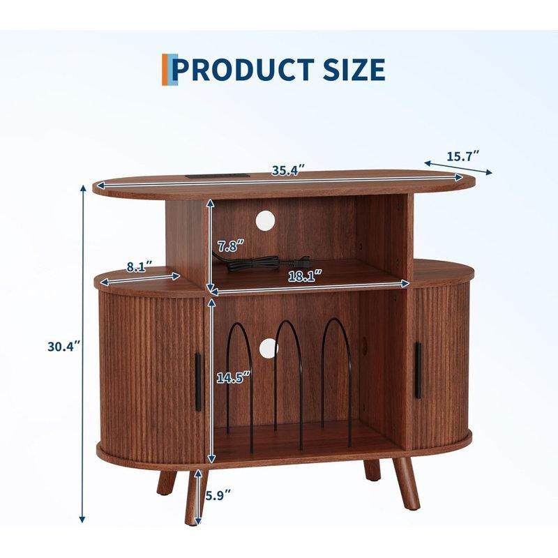 Ceviz Rengi Endüstriyel Ahşap Plak Dolabı 90x40x77 cm Şarj İstasyonlu - 81718