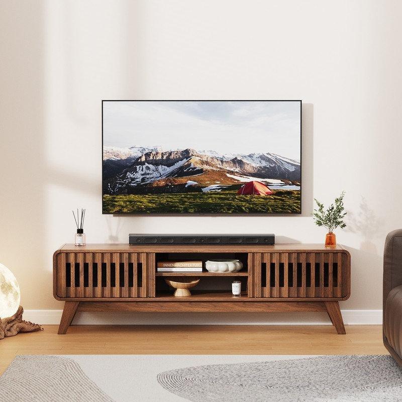 Ceviz Rengi Kafesli Kapılı Yüzyıl Ortası Modern Plak Dolabı 150 cm - 81748