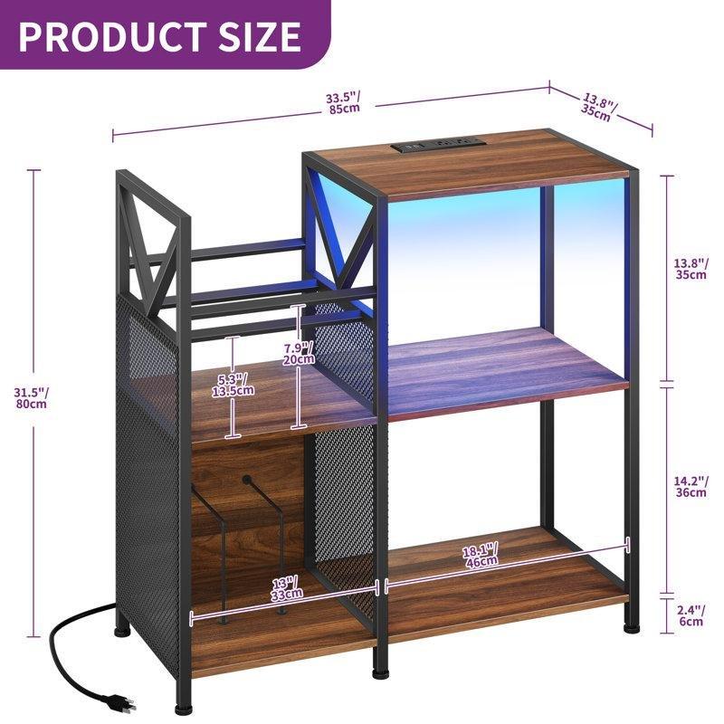 Ceviz Rengi MDF Plak Dolabı 80x85x35 cm Uzaktan Kumandalı LED Aydınlatma ve Şarj İstasyonu - 81637
