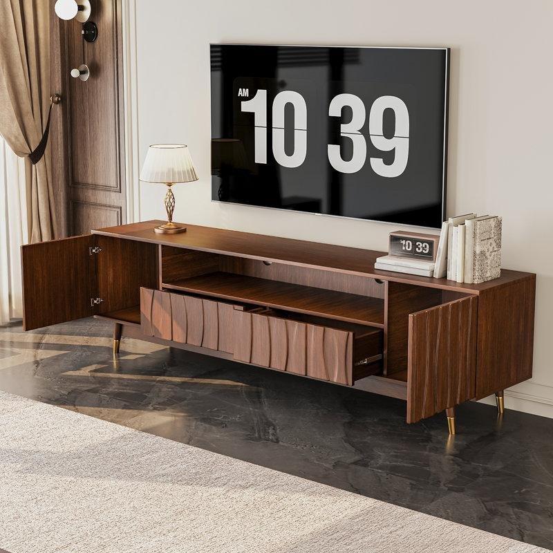 Ceviz Rengi Orta Yüzyıl Modern Tasarımlı 200 cm TV Konsolu - 80857