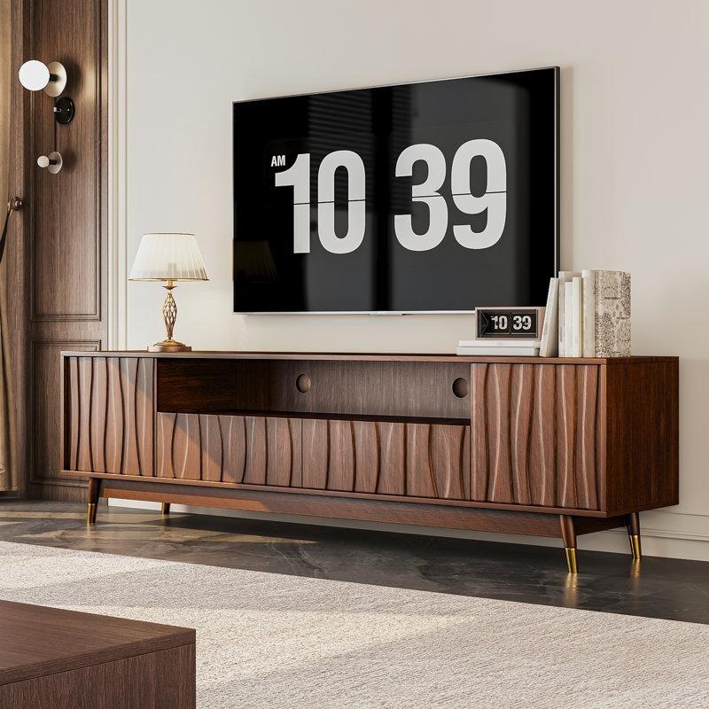 Ceviz Rengi Orta Yüzyıl Modern Tasarımlı 200 cm TV Konsolu - 80857
