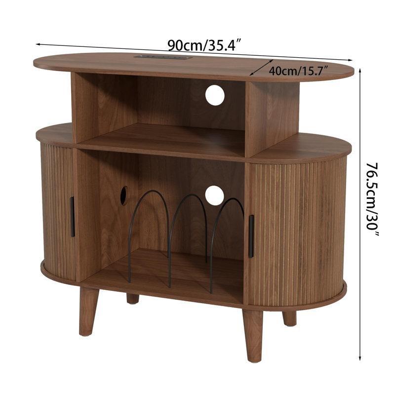 Ceviz Renginde Açık Raflı Plak Dolabı 90x90x40 cm - 81766