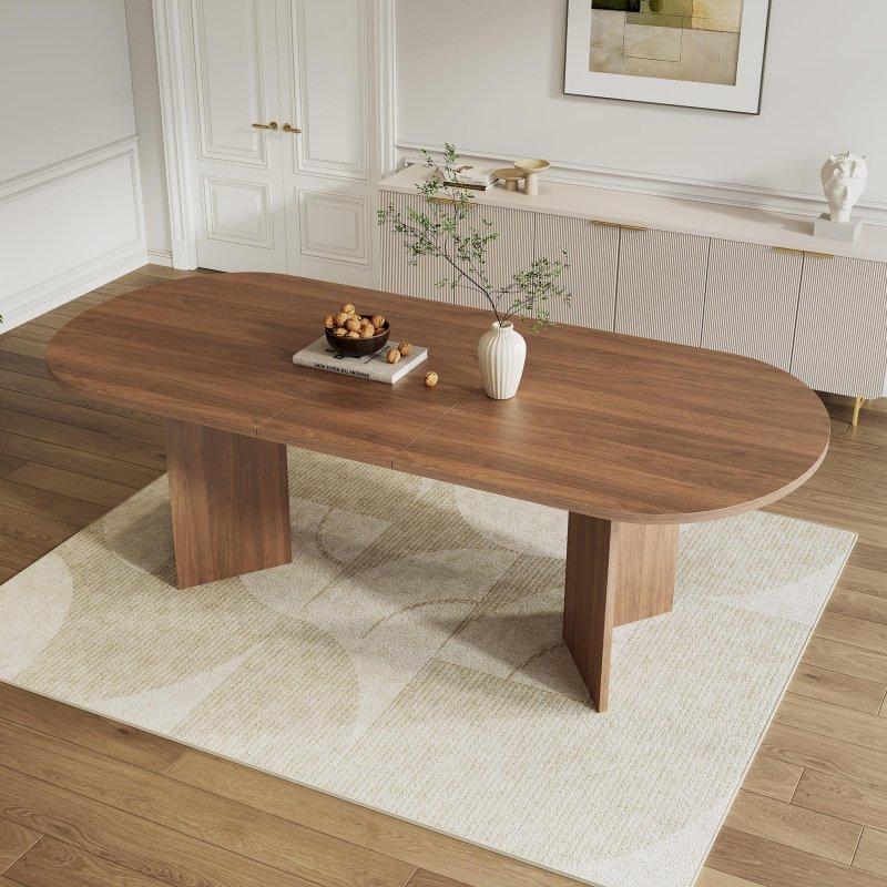 Ceviz Renginde Açılır Yuvarlak Yemek Masası 120x80 cm - 82588