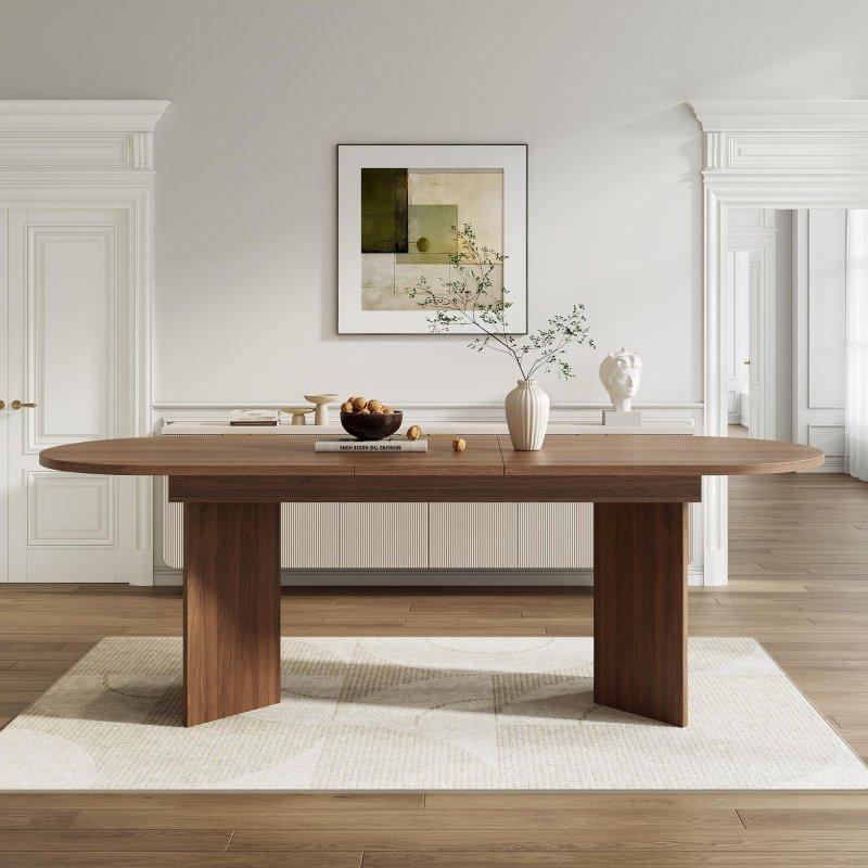 Ceviz Renginde Açılır Yuvarlak Yemek Masası 120x80 cm - 82588