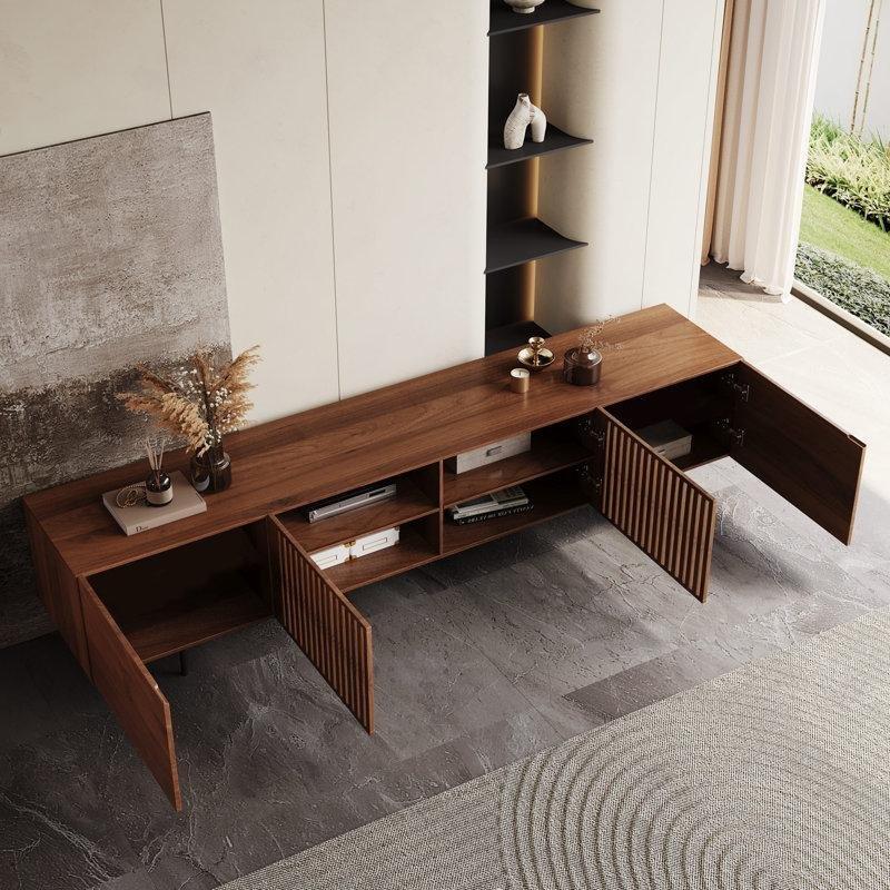 Ceviz Renginde Dört Kapılı Modern TV Konsolu 239 cm - 80896
