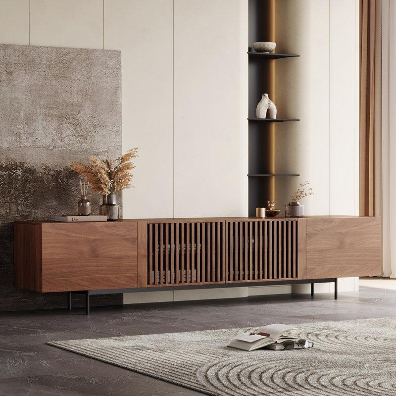Ceviz Renginde Dört Kapılı Modern TV Konsolu 239 cm - 80896